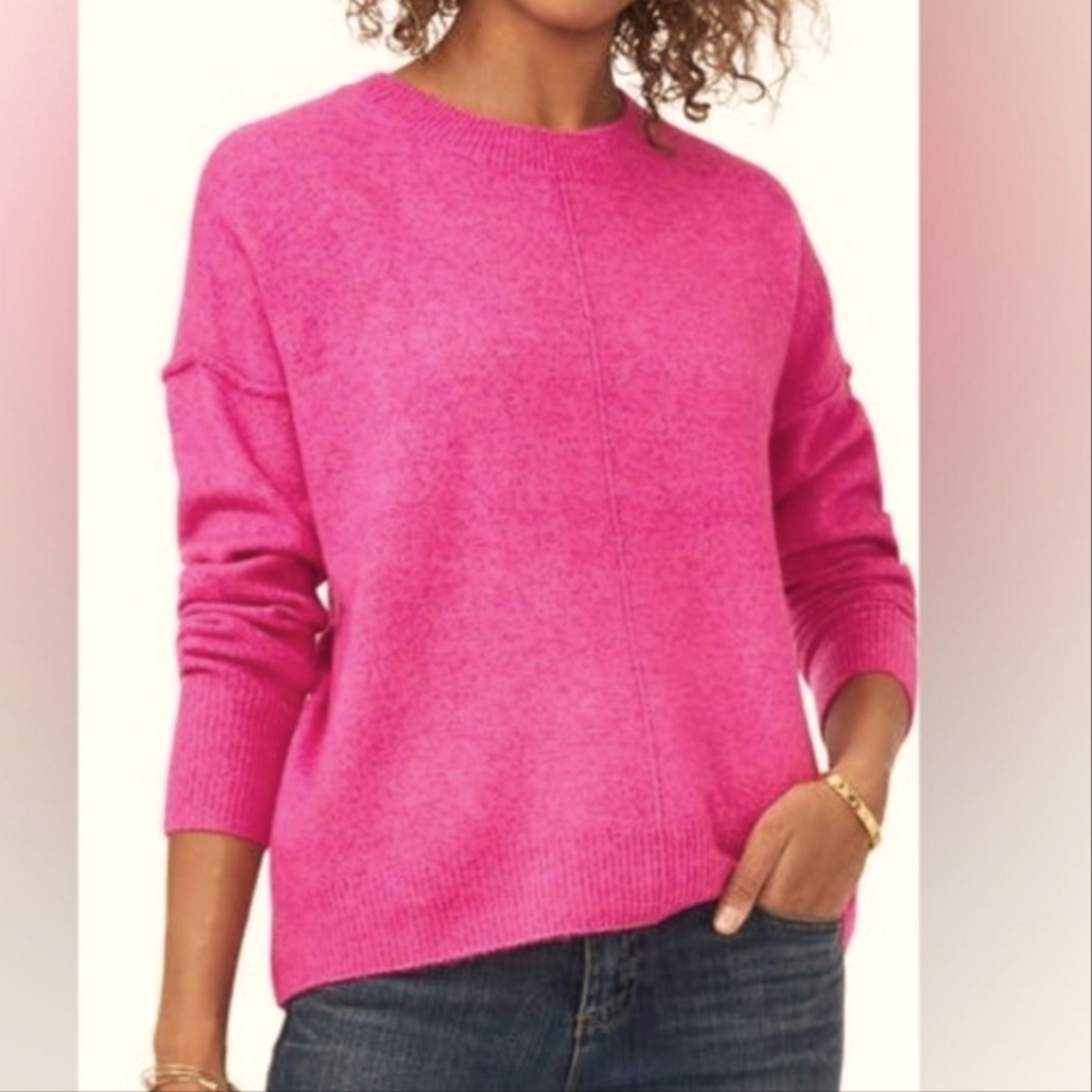 Vince Camuto Exposed Seam Bright Pink Sweater